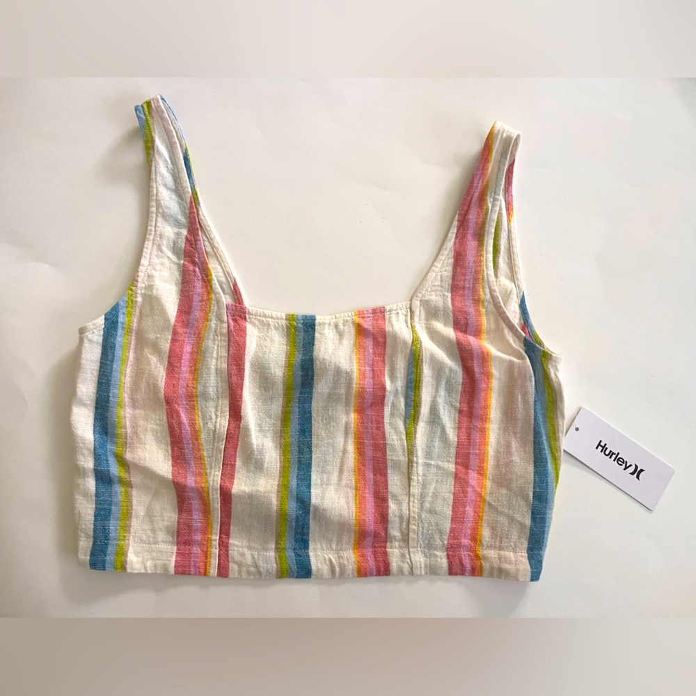 Hurley Venice striped crop top tank women’s large